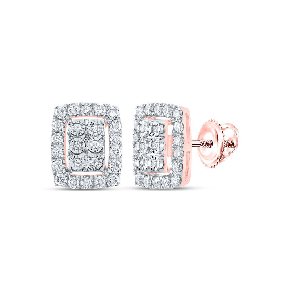 Radiant Rose Gold Diamond Cluster Earrings - Splendid Jewellery