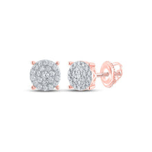 Load image into Gallery viewer, Radiant Rose Gold Diamond Cluster Earrings: A Mesmerizing Display of Elegance and Brilliance - Splendid Jewellery