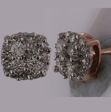 Load image into Gallery viewer, Radiant Rose Gold Diamond Cluster Earrings: A Mesmerizing Sparkle of Elegance - Alternate view 2 from Splendid Jewellery