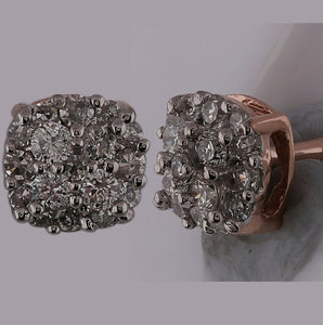 Radiant Rose Gold Diamond Cluster Earrings: A Mesmerizing Sparkle of Elegance - Splendid Jewellery