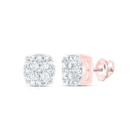 Radiant Rose Gold Diamond Cluster Earrings: A Mesmerizing Sparkle of Elegance - Alternate view 1 from Splendid Jewellery