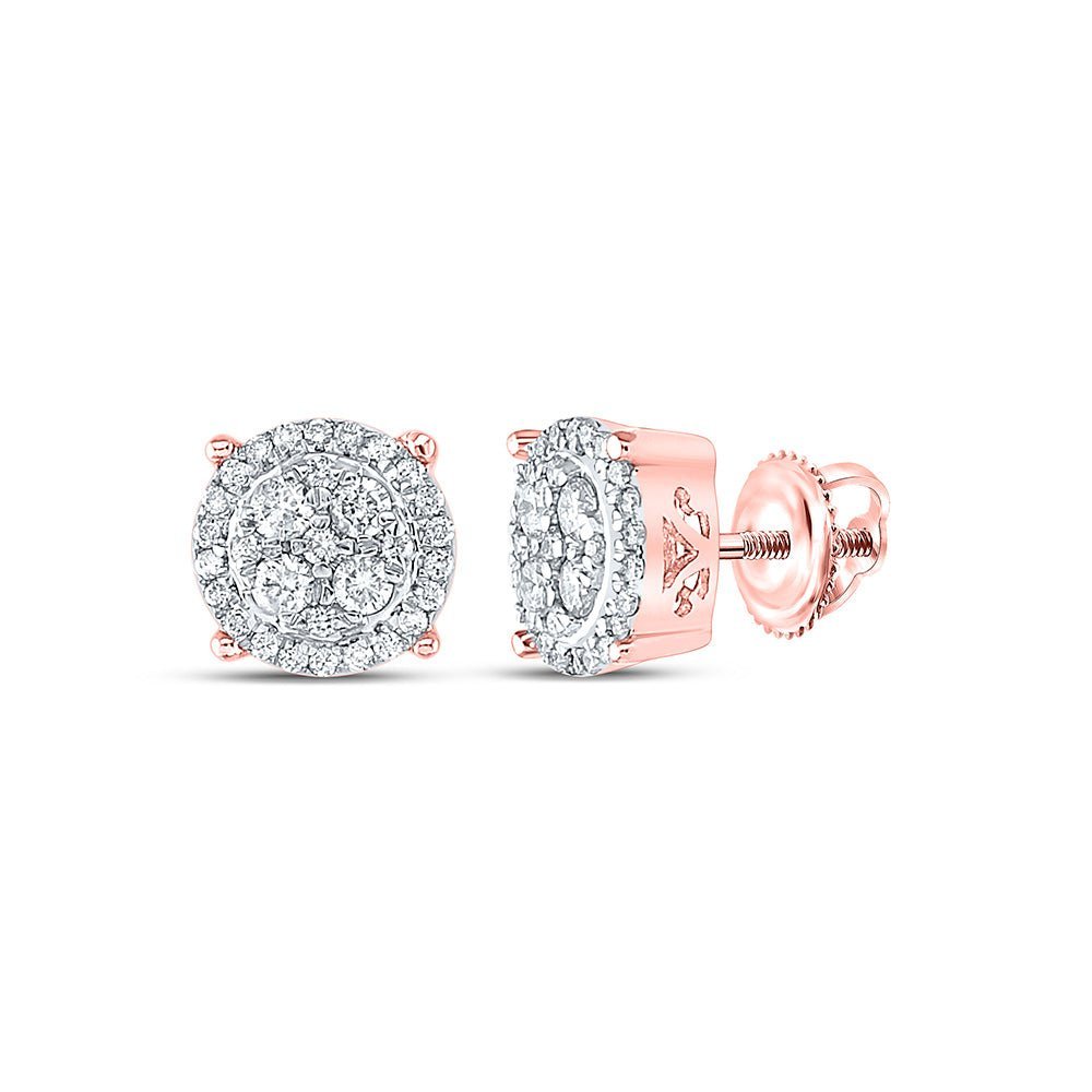 Radiant Rose Gold Diamond Cluster Earrings: Captivating Brilliance in 10kt Rose Gold - Splendid Jewellery