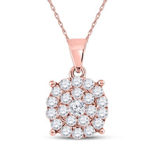Load image into Gallery viewer, Radiant Rose Gold Diamond Cluster Pendant - 1 Carat Sparkling Elegance - Splendid Jewellery