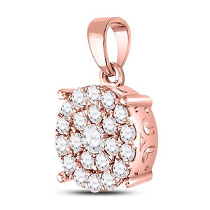 Radiant Rose Gold Diamond Cluster Pendant - 1 Carat Sparkling Elegance - Splendid Jewellery