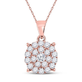 Radiant Rose Gold Diamond Cluster Pendant - 1 Carat Sparkling Elegance - Alternate view 1 from Splendid Jewellery