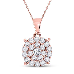 Radiant Rose Gold Diamond Cluster Pendant - 1 Carat Sparkling Elegance - Splendid Jewellery