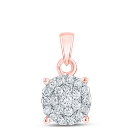 Radiant Rose Gold Diamond Cluster Pendant - A Captivating Display of Elegance and Brilliance - Splendid Jewellery