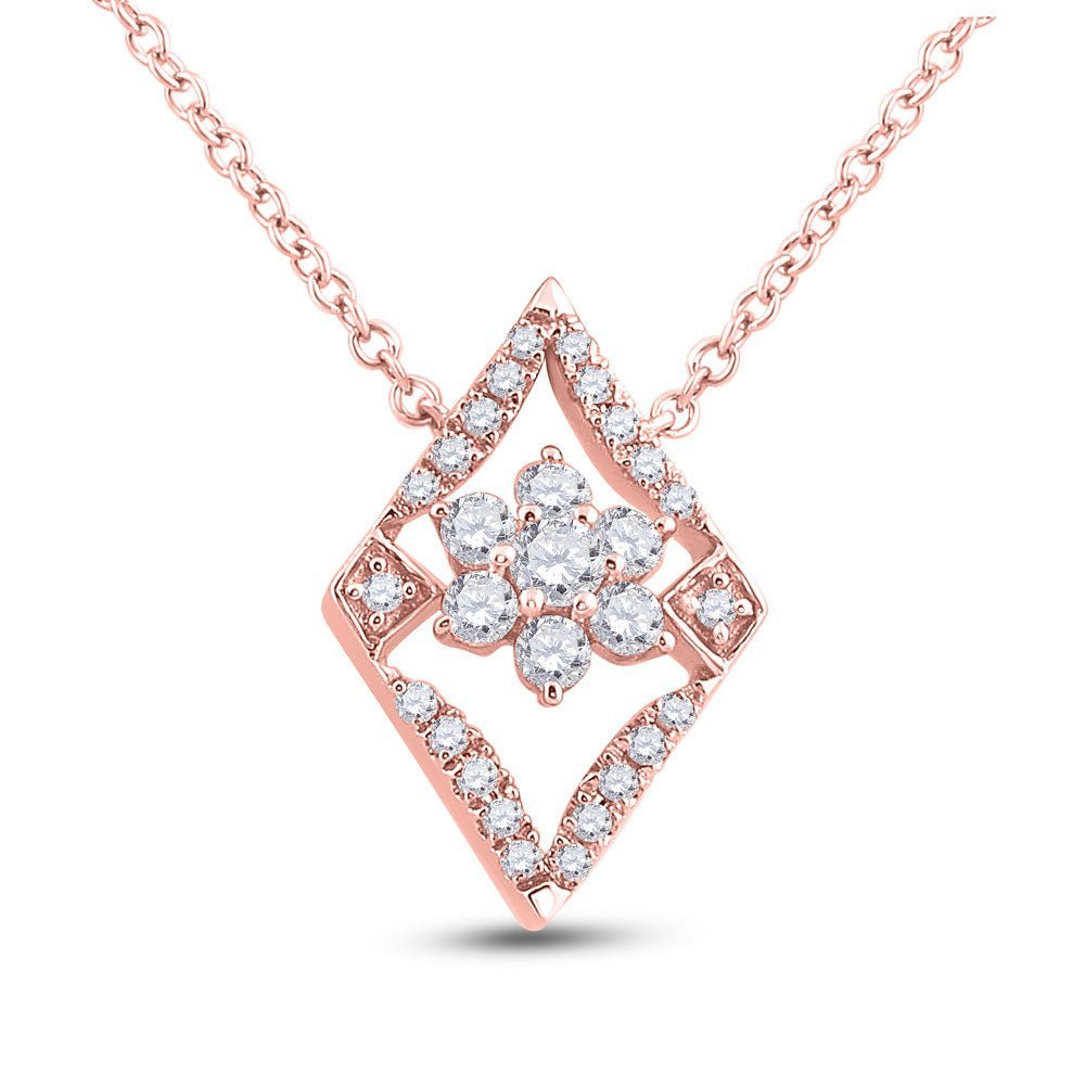 Radiant Rose Gold Diamond Cluster Pendant Necklace - Splendid Jewellery