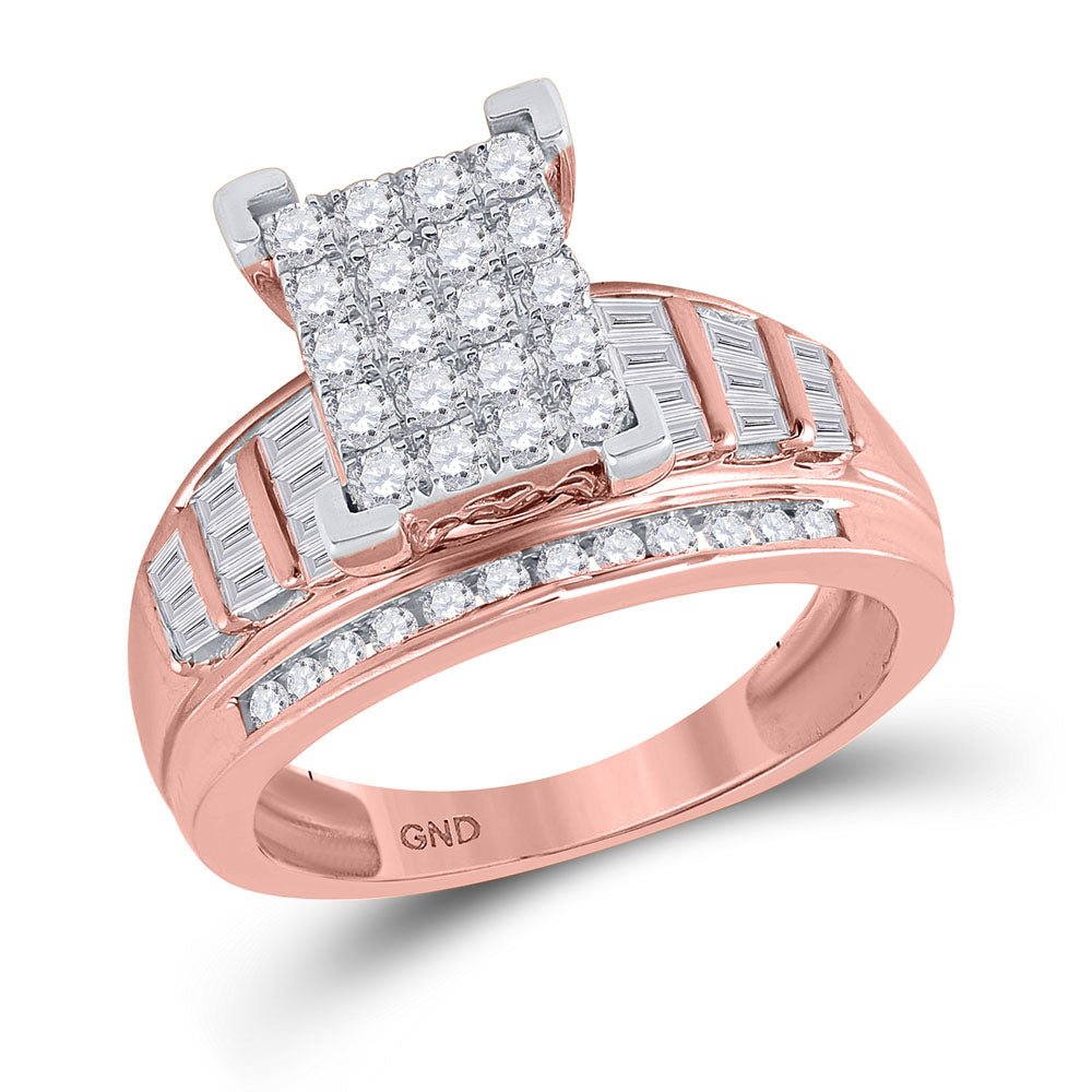 Radiant Rose Gold Diamond Cluster Wedding Ring - 1 Carat Total Weight - Splendid Jewellery