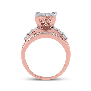 Radiant Rose Gold Diamond Cluster Wedding Ring - 1 Carat Total Weight - Splendid Jewellery