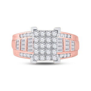 Radiant Rose Gold Diamond Cluster Wedding Ring - 1 Carat Total Weight - Splendid Jewellery