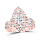 Radiant Rose Gold Diamond Cluster Wedding Ring Band Set - 1 - 1/2 Cttw - Splendid Jewellery