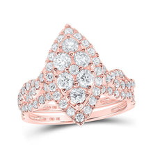 Load image into Gallery viewer, Radiant Rose Gold Diamond Cluster Wedding Ring Band Set - 1 - 1/2 Cttw - Splendid Jewellery