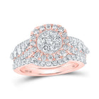 Radiant Rose Gold Diamond Cluster Wedding Ring Set - 1 - 1/2 Cttw - Splendid Jewellery