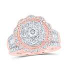 Radiant Rose Gold Diamond Cluster Wedding Ring Set - 1 - 1/2 Cttw - Splendid Jewellery