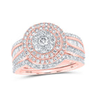 Radiant Rose Gold Diamond Cluster Wedding Ring Set - A Captivating Symbol of Elegance and Beauty - Splendid Jewellery