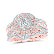 Load image into Gallery viewer, Radiant Rose Gold Diamond Cluster Wedding Ring Set - A Captivating Symbol of Elegance and Beauty - Splendid Jewellery