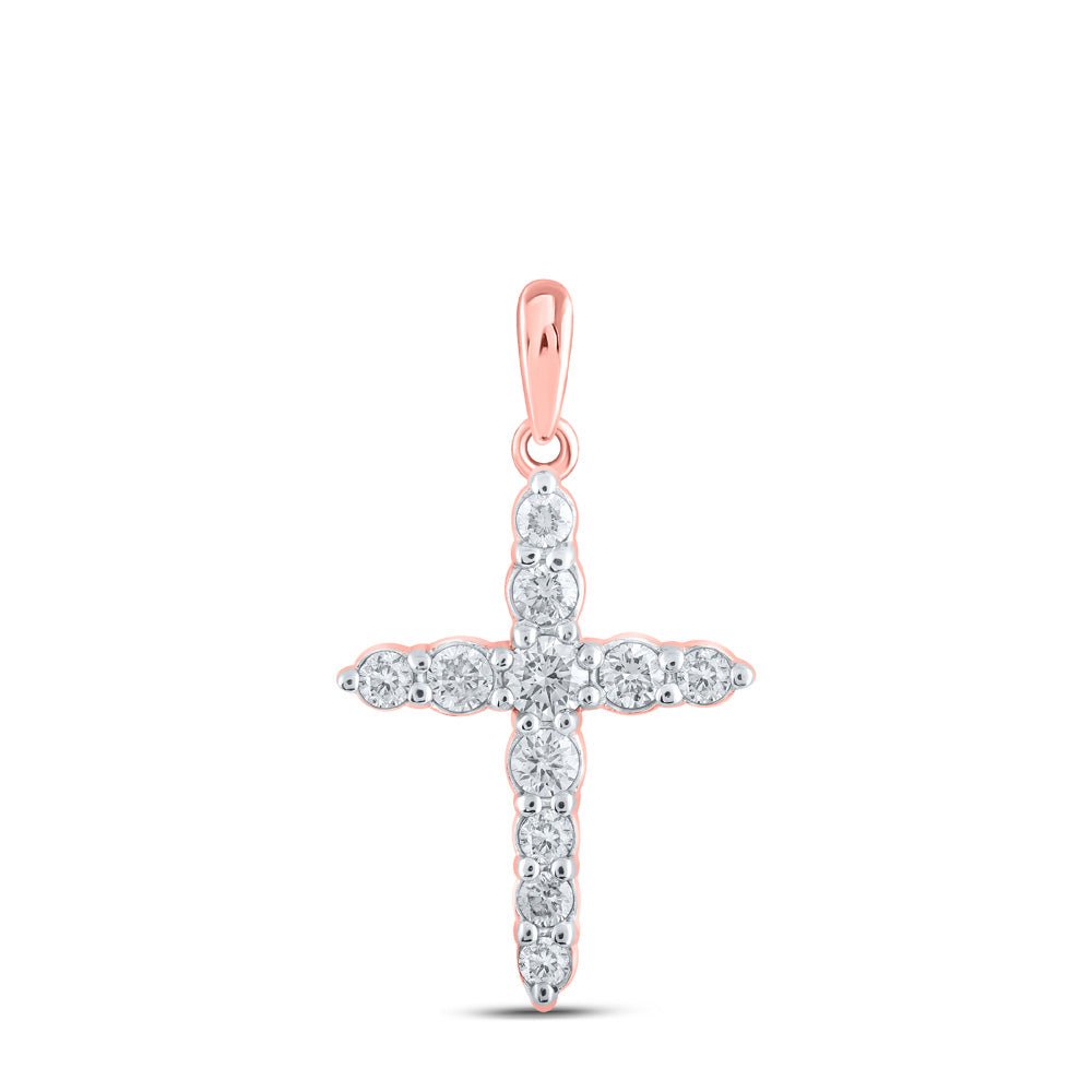 Radiant Rose Gold Diamond Cross Pendant - Splendid Jewellery