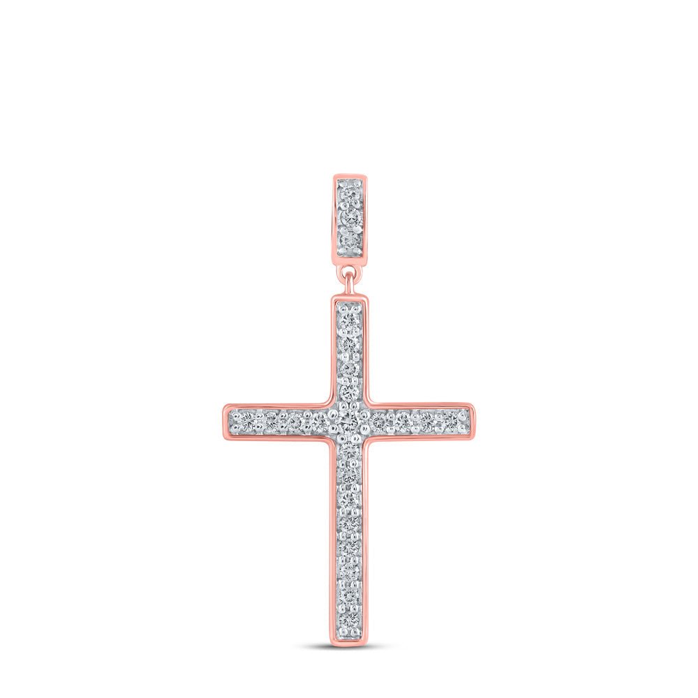 Radiant Rose Gold Diamond Cross Pendant - Splendid Jewellery