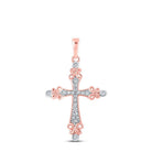 Radiant Rose Gold Diamond Cross Pendant - Splendid Jewellery
