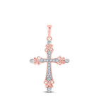 Radiant Rose Gold Diamond Cross Pendant - Splendid Jewellery