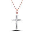 Radiant Rose Gold Diamond Cross Pendant - A Mesmerizing Symbol of Faith and Elegance - Splendid Jewellery