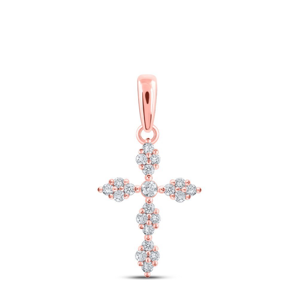 Radiant Rose Gold Diamond Cross Pendant: A Symbol of Elegance and Devotion - Splendid Jewellery
