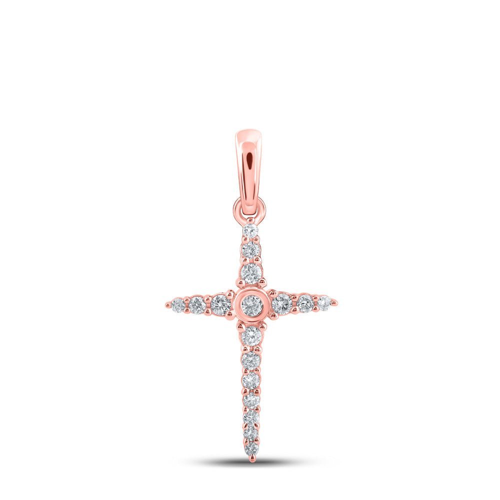 Radiant Rose Gold Diamond Cross Pendant - A Symbol of Elegance and Faith - Splendid Jewellery