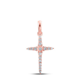 Radiant Rose Gold Diamond Cross Pendant - A Symbol of Elegance and Faith - Splendid Jewellery