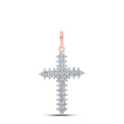 Radiant Rose Gold Diamond Cross Pendant - A Symbol of Elegance and Faith - Splendid Jewellery