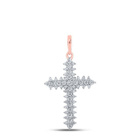Radiant Rose Gold Diamond Cross Pendant - A Symbol of Elegance and Faith - Splendid Jewellery