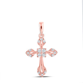 Radiant Rose Gold Diamond Cross Pendant - A Symbol of Elegance and Faith - Splendid Jewellery