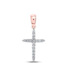 Radiant Rose Gold Diamond Cross Pendant - A Symbol of Elegance and Faith - Splendid Jewellery