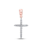 Radiant Rose Gold Diamond Cross Pendant - A Symbol of Elegance and Faith - Splendid Jewellery