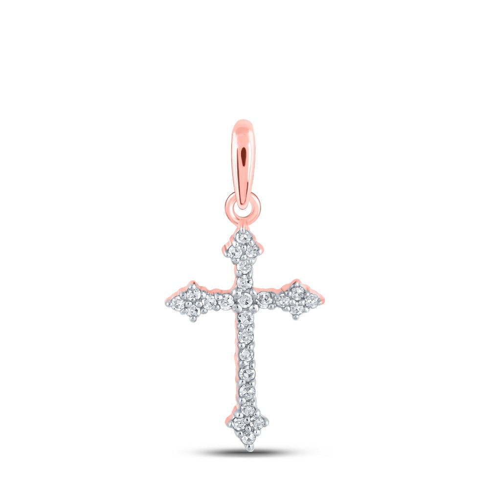 Radiant Rose Gold Diamond Cross Pendant - A Symbol of Elegance and Spirituality - Splendid Jewellery