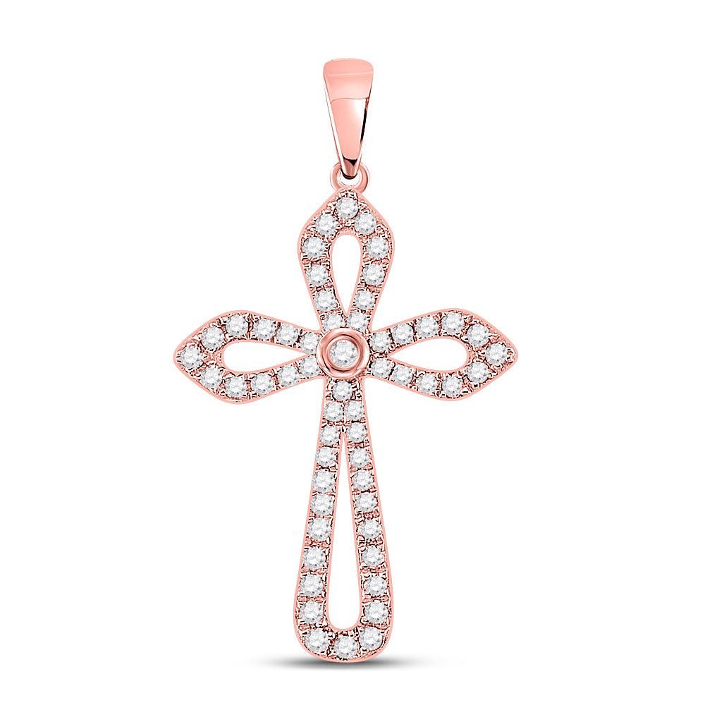 Radiant Rose Gold Diamond Cross Pendant - A Symbol of Faith and Elegance - Splendid Jewellery