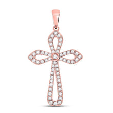 Load image into Gallery viewer, Radiant Rose Gold Diamond Cross Pendant - A Symbol of Faith and Elegance - Splendid Jewellery