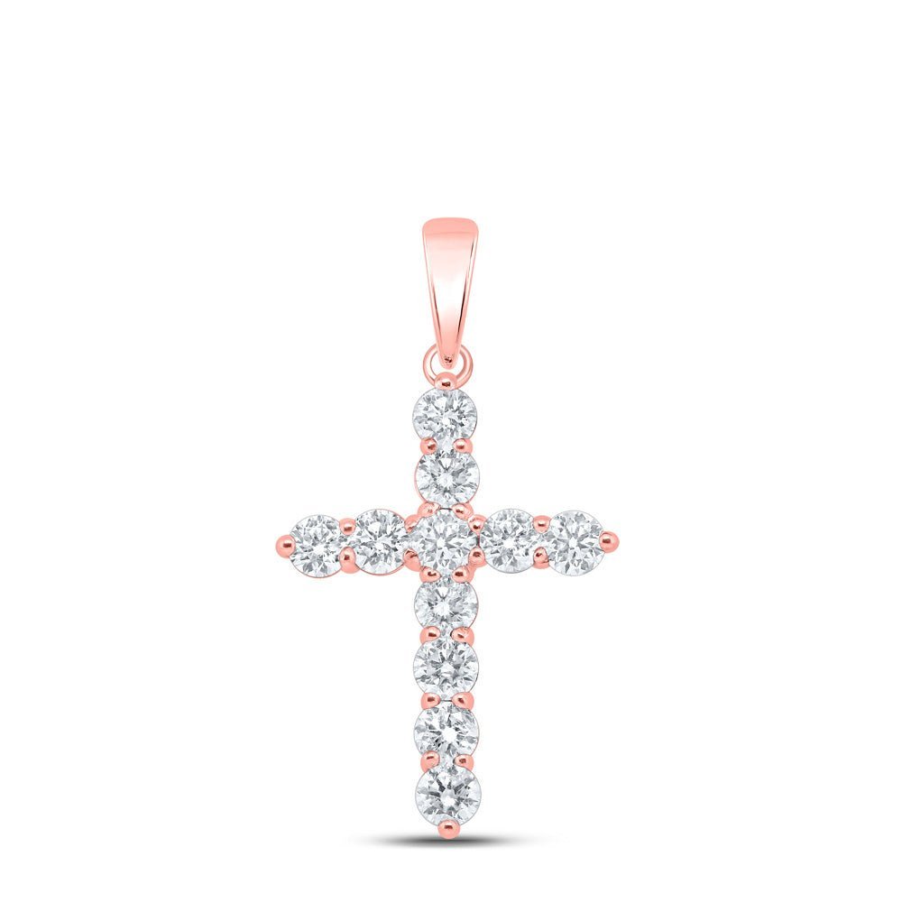 Radiant Rose Gold Diamond Cross Pendant - A Symbol of Love and Devotion - Splendid Jewellery