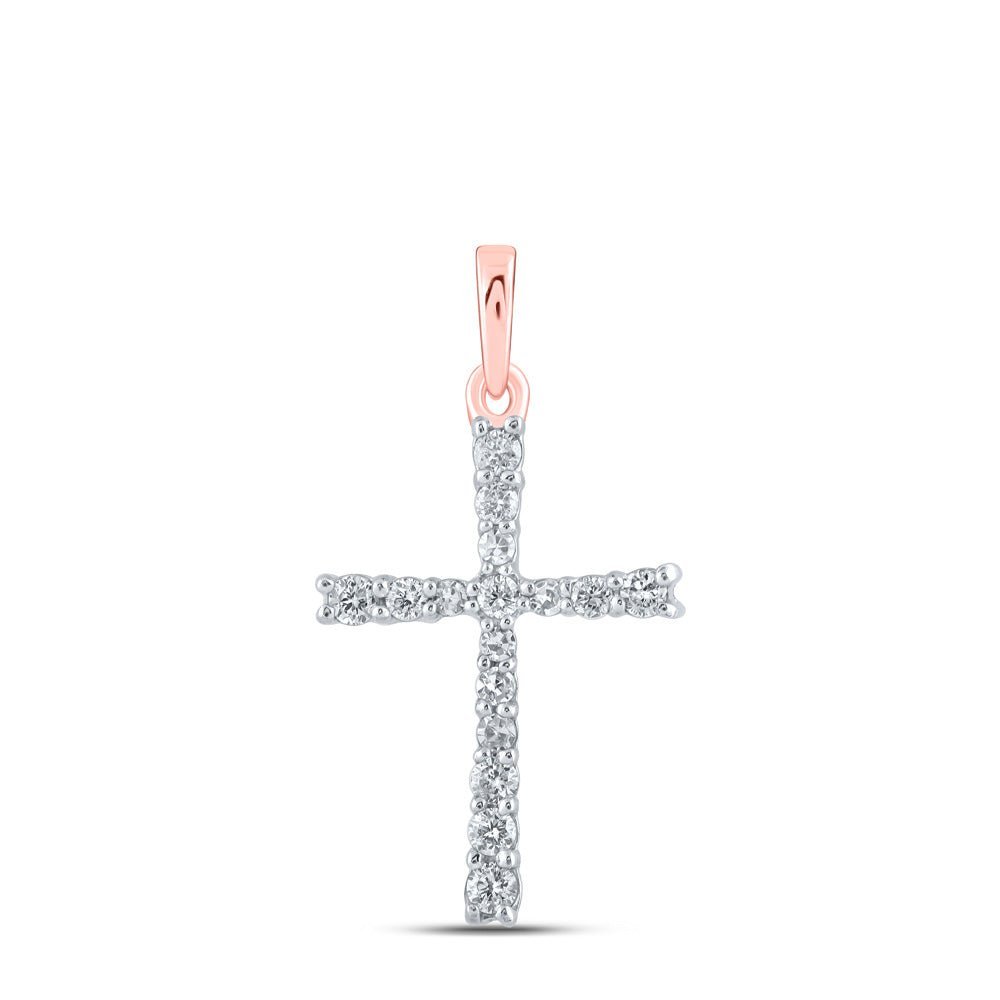 Radiant Rose Gold Diamond Cross Pendant - A Symbol of Timeless Elegance and Faith - Splendid Jewellery