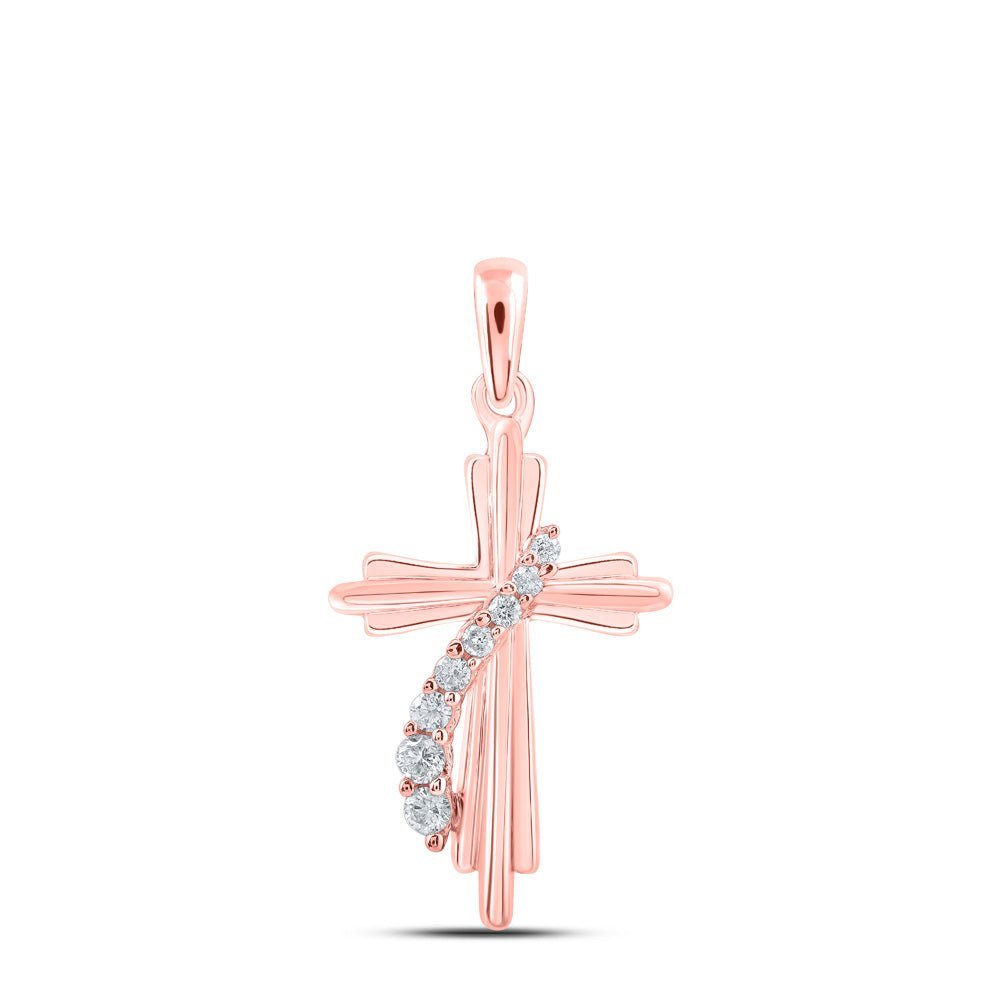 Radiant Rose Gold Diamond Cross Pendant: A Timeless Symbol of Elegance and Devotion - Splendid Jewellery