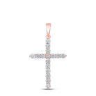 Radiant Rose Gold Diamond Cross Pendant | Exquisite 2 Cttw Womens Round Diamond Cross Pendant - Splendid Jewellery