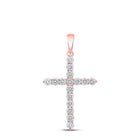 Radiant Rose Gold Diamond Cross Pendant | Exquisite 2 Cttw Womens Round Diamond Cross Pendant - Splendid Jewellery