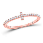 Radiant Rose Gold Diamond Cross Stackable Band Ring - Splendid Jewellery