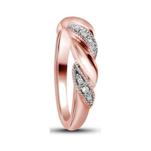 Load image into Gallery viewer, Radiant Rose Gold Diamond Crossover Band: A Timeless Treasure of Elegance and Brilliance Side View 2 from Splendid Jewellery