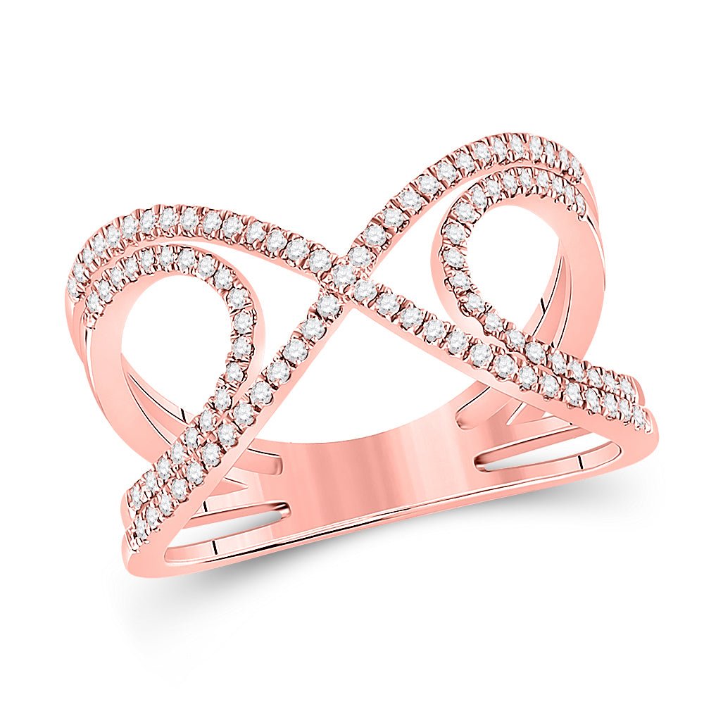 Radiant Rose Gold Diamond Crossover Fashion Ring - Splendid Jewellery