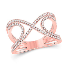 Load image into Gallery viewer, Radiant Rose Gold Diamond Crossover Fashion Ring - Splendid Jewellery