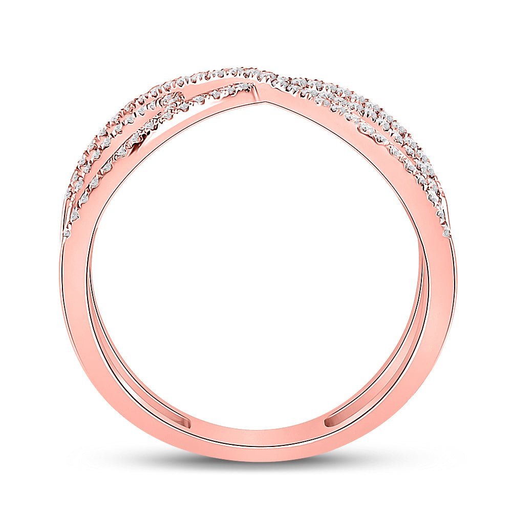 Radiant Rose Gold Diamond Crossover Fashion Ring - Splendid Jewellery