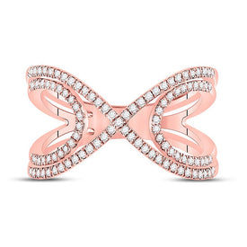Radiant Rose Gold Diamond Crossover Fashion Ring - Splendid Jewellery