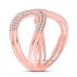 Radiant Rose Gold Diamond Crossover Fashion Ring - Splendid Jewellery