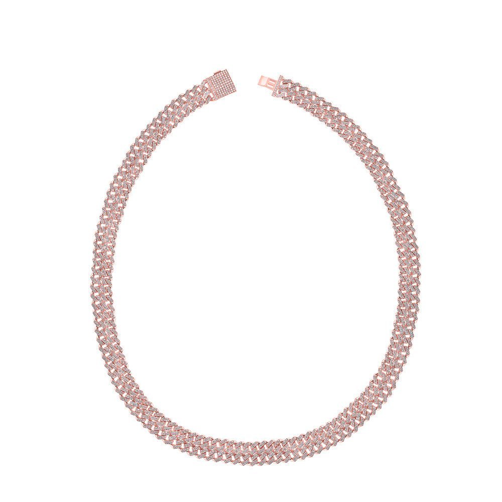 Radiant Rose Gold Diamond Curb Link Chain Necklace for Men - 12 & 3/4 Cttw - Splendid Jewellery